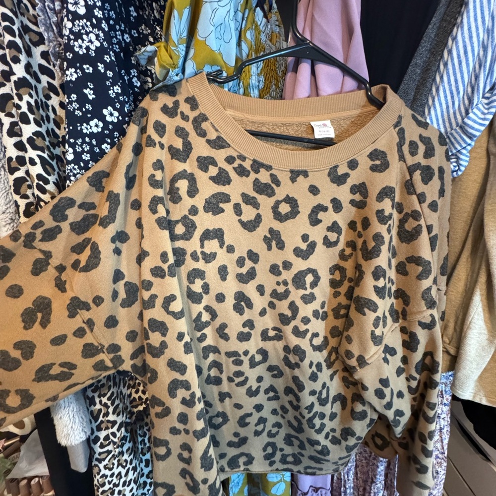 Secret Treasures Tan and Black Animal Print Top